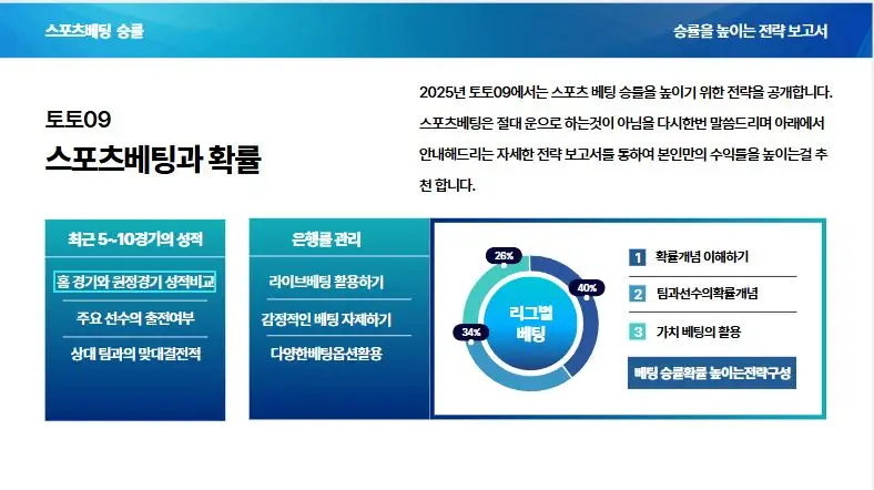 토토사이트에서 스포츠베팅 승률을 높이는 전략 및 확률